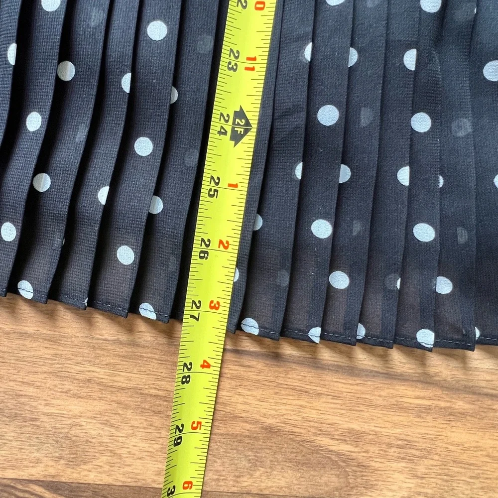 A New Day Skirt Black White Polka-dot Accordion Pleated Midi‎ Sz S Lined Casual